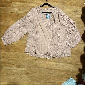 Free People Women's Pink Lace Detail Romper